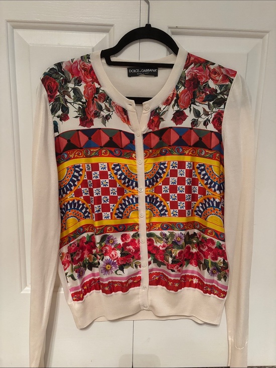 Dolce & Gabbana Sweaters - Dolce & Gabbana Floral & Geometric Multi-Color Cardigan